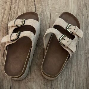 Amazon Beige Buckle Strap Sandals